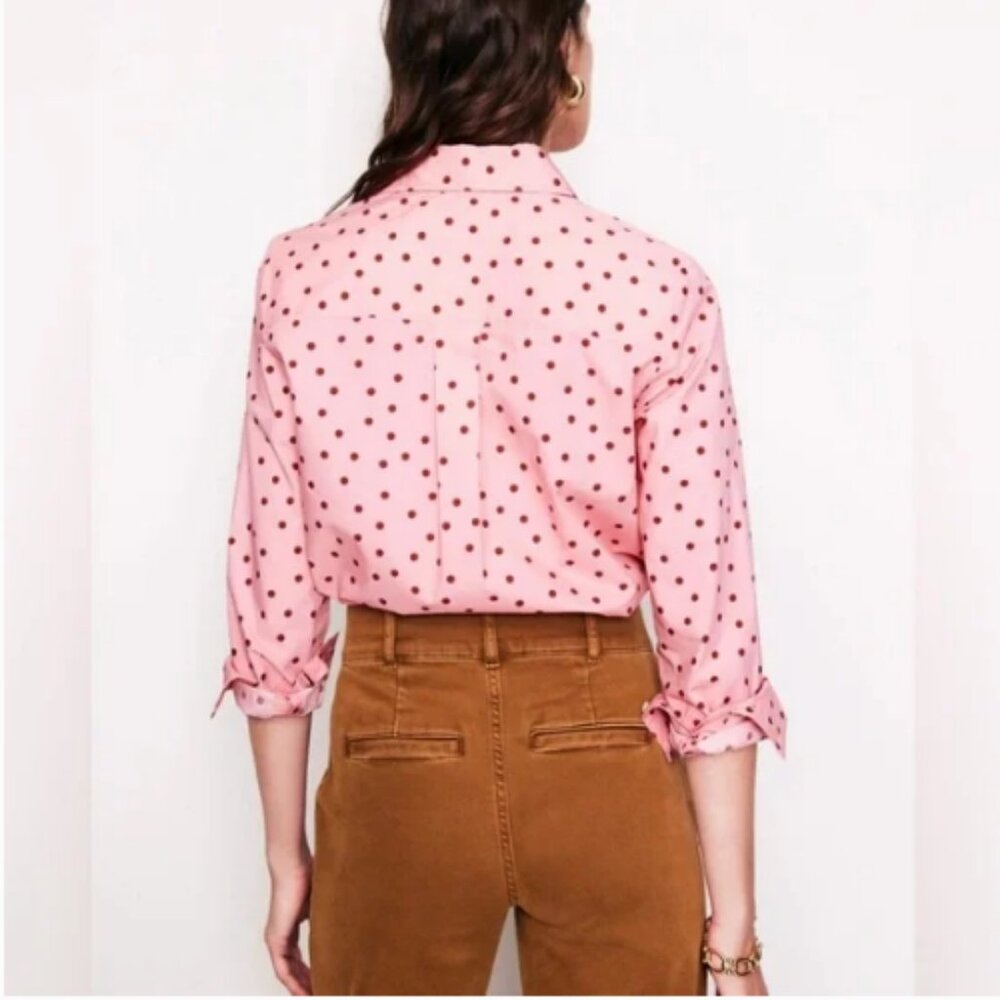 Boden Pink Polka Dot Button Down Shirt - Picture 2 of 10